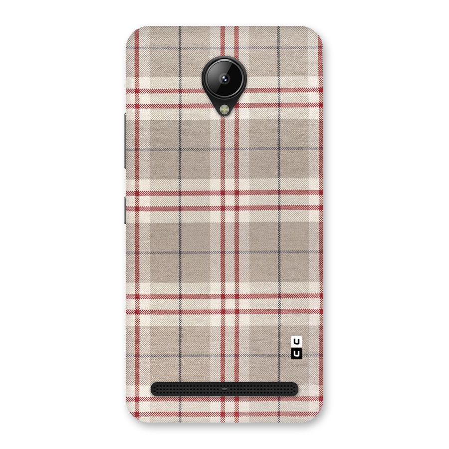 Beige Red Check Back Case for Lenovo C2
