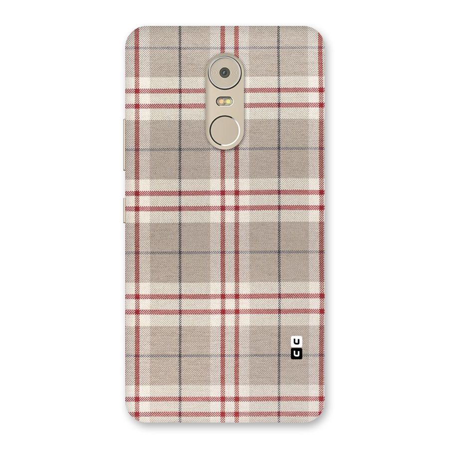 Beige Red Check Back Case for Lenovo K6 Note