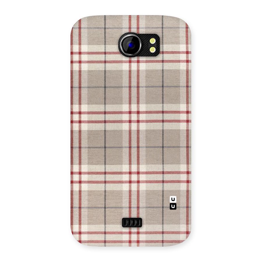 Beige Red Check Back Case for Micromax Canvas 2 A110