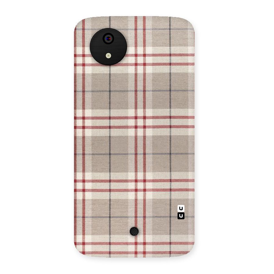 Beige Red Check Back Case for Micromax Canvas A1