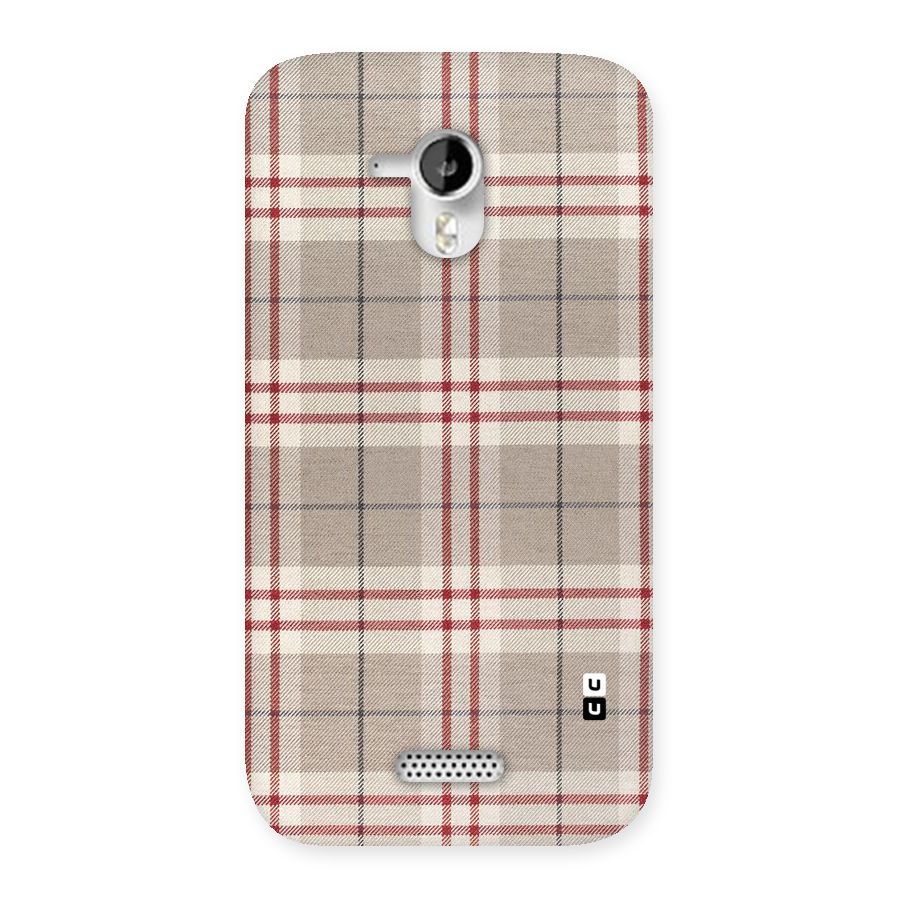 Beige Red Check Back Case for Micromax Canvas HD A116