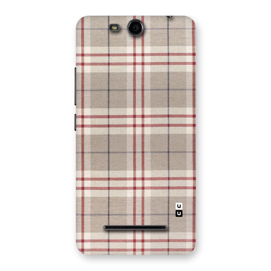 Beige Red Check Back Case for Micromax Canvas Juice 3 Q392