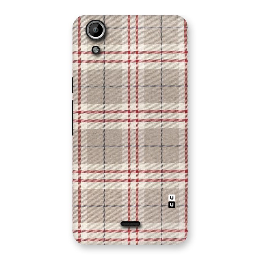 Beige Red Check Back Case for Micromax Canvas Selfie Lens Q345