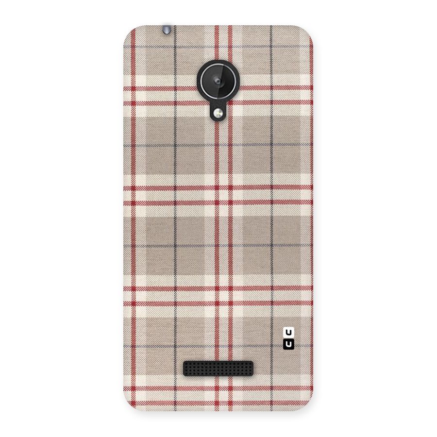 Beige Red Check Back Case for Micromax Canvas Spark Q380