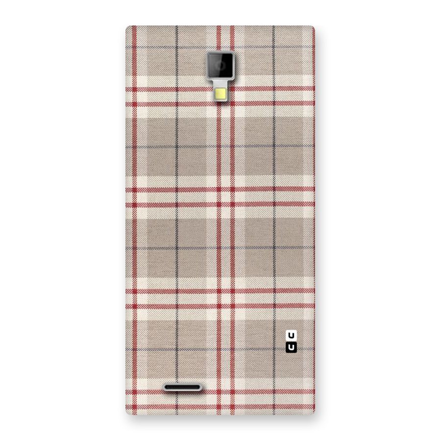 Beige Red Check Back Case for Micromax Canvas Xpress A99