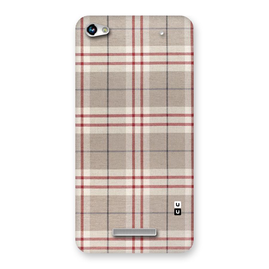 Beige Red Check Back Case for Micromax Hue 2