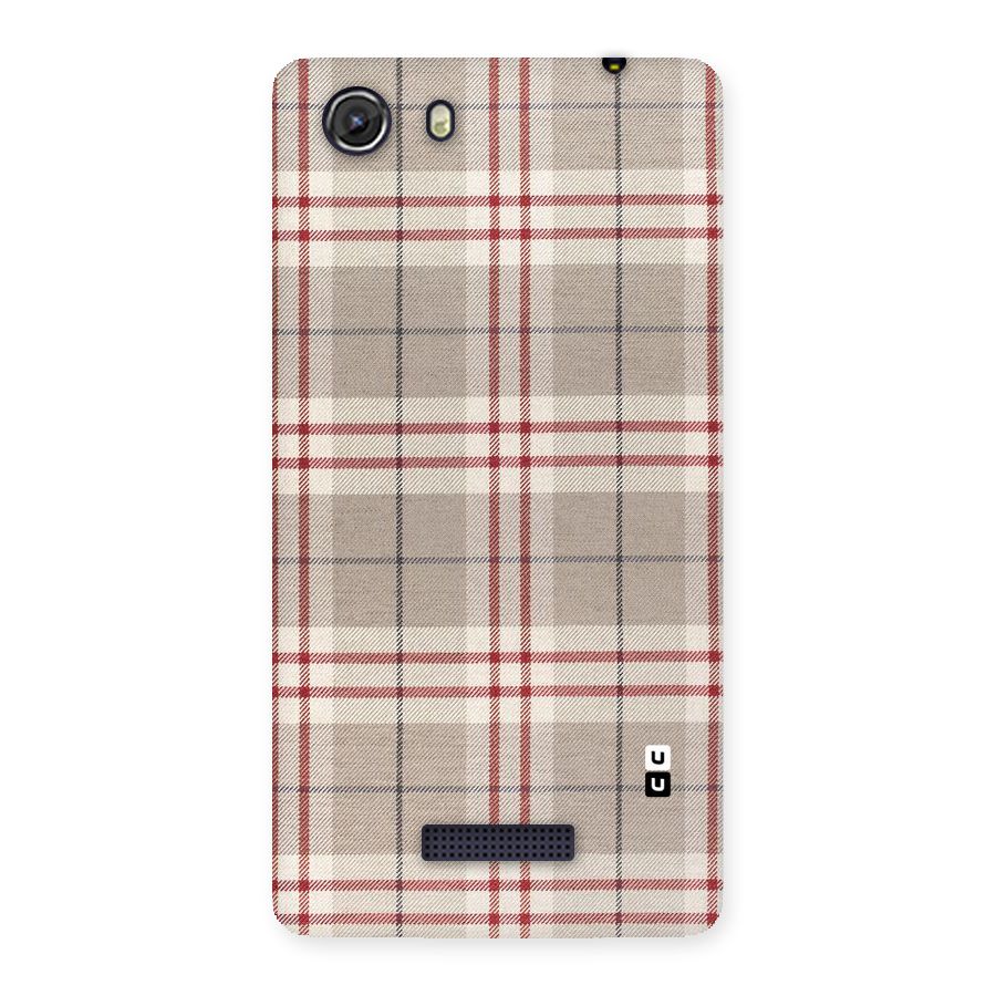 Beige Red Check Back Case for Micromax Unite 3