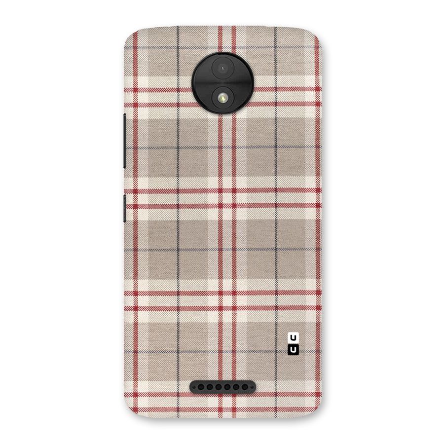 Beige Red Check Back Case for Moto C