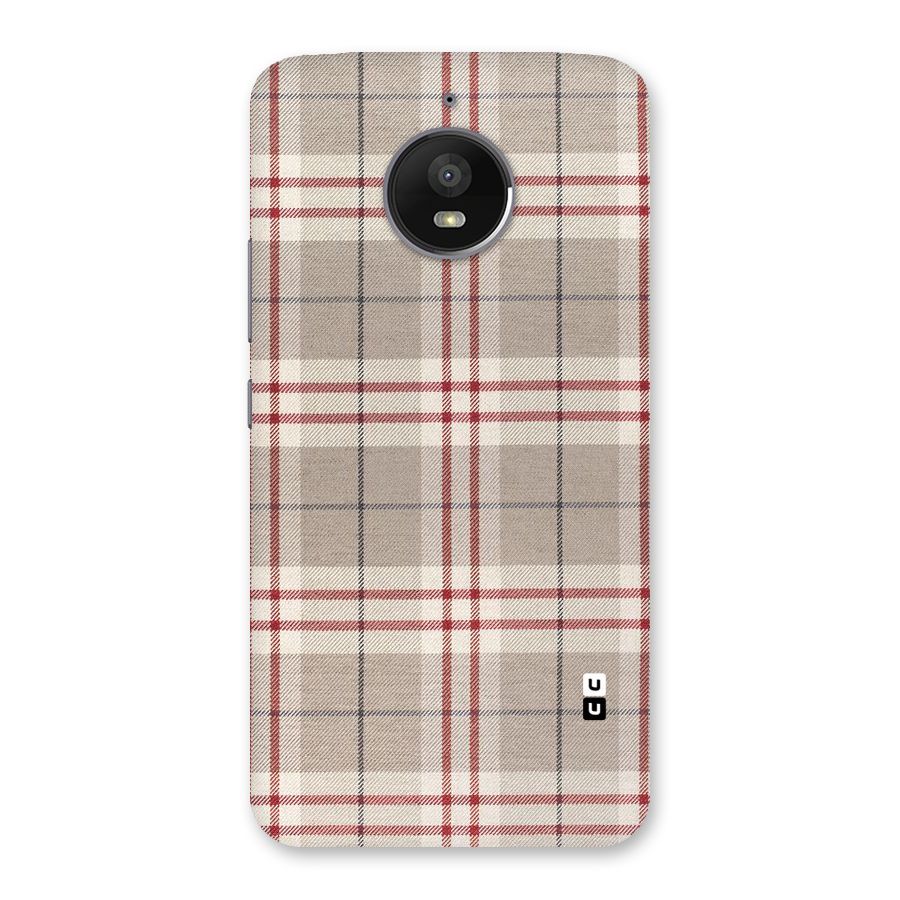 Beige Red Check Back Case for Moto E4 Plus