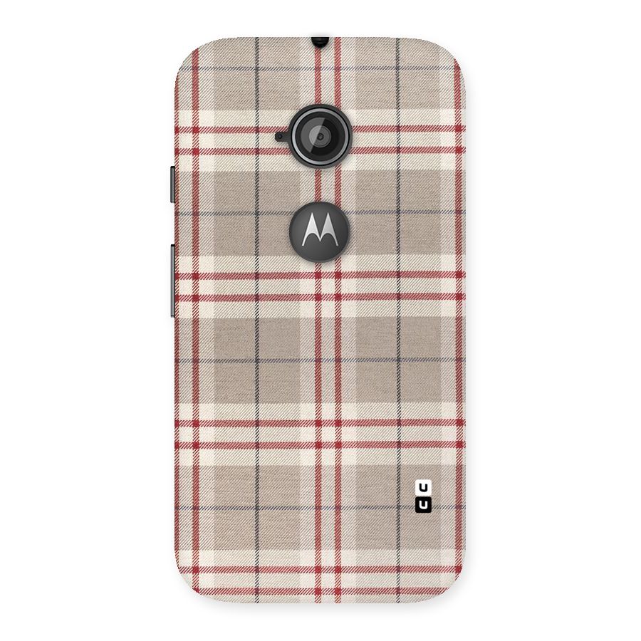 Beige Red Check Back Case for Moto E 2nd Gen