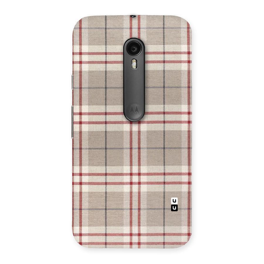 Beige Red Check Back Case for Moto G3
