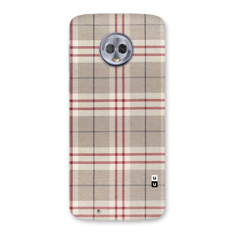Beige Red Check Back Case for Moto G6
