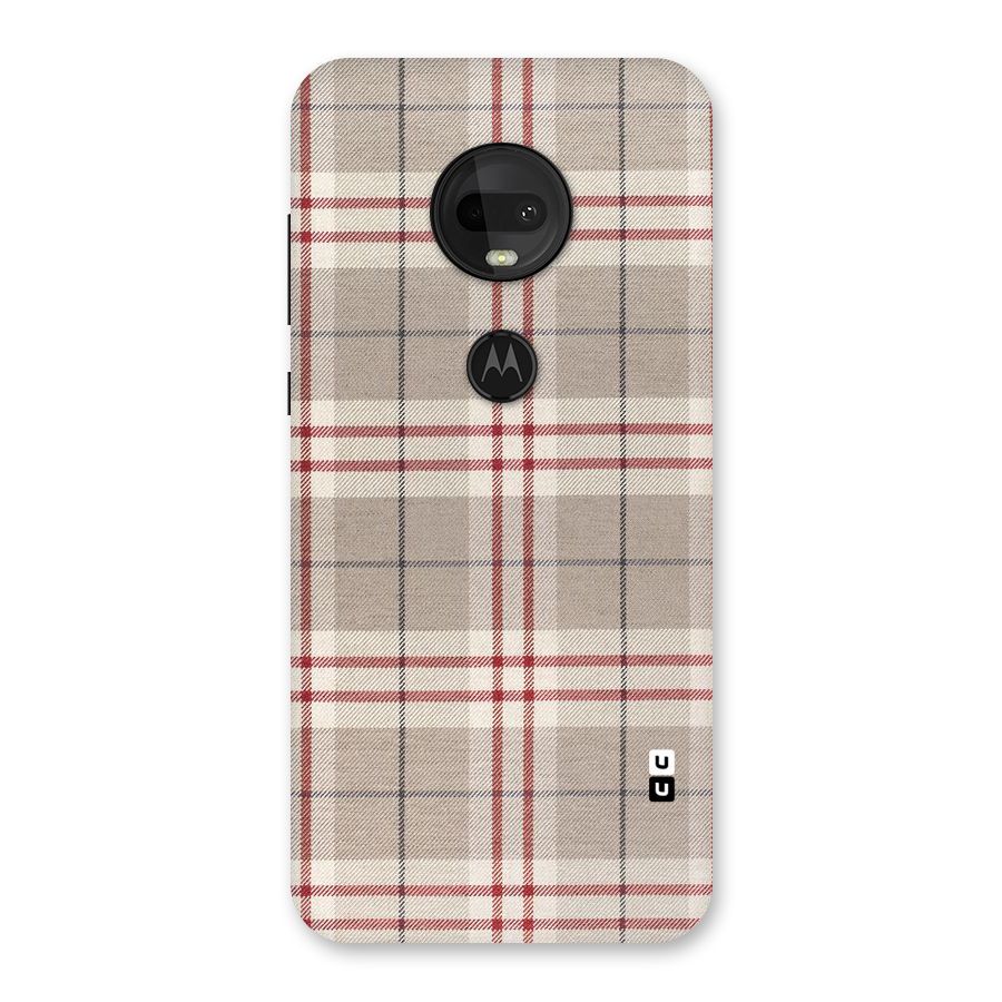 Beige Red Check Back Case for Moto G7