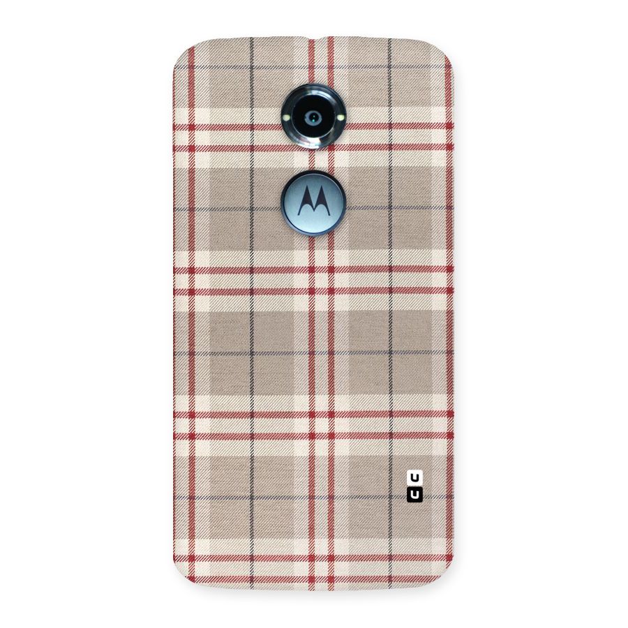 Beige Red Check Back Case for Moto X 2nd Gen