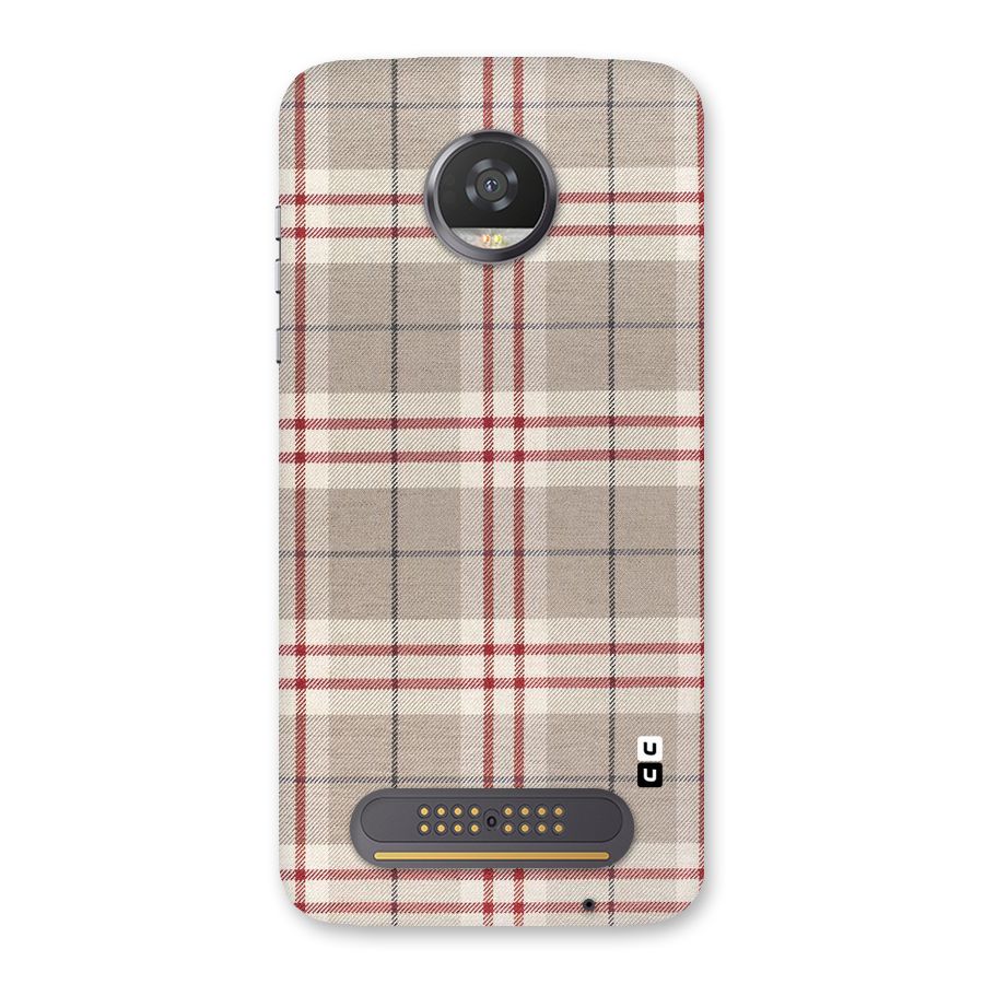 Beige Red Check Back Case for Moto Z2 Play