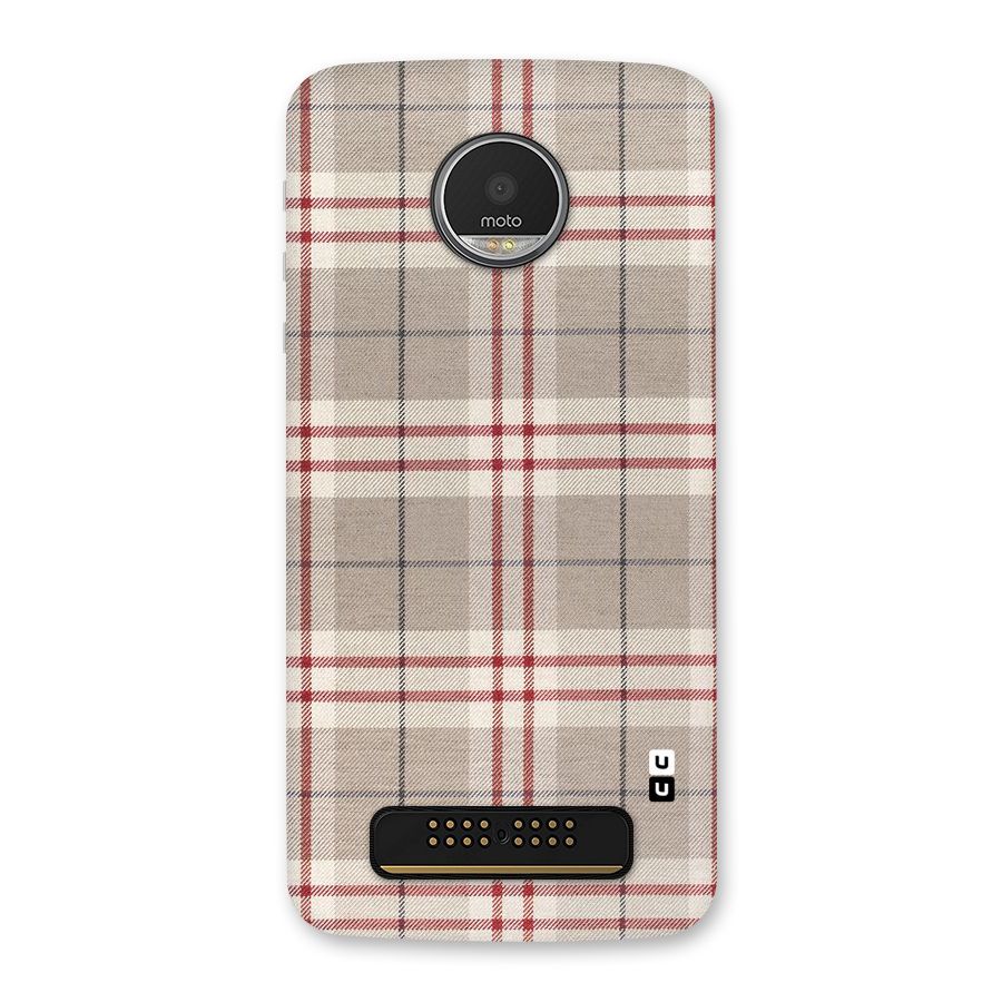 Beige Red Check Back Case for Moto Z Play