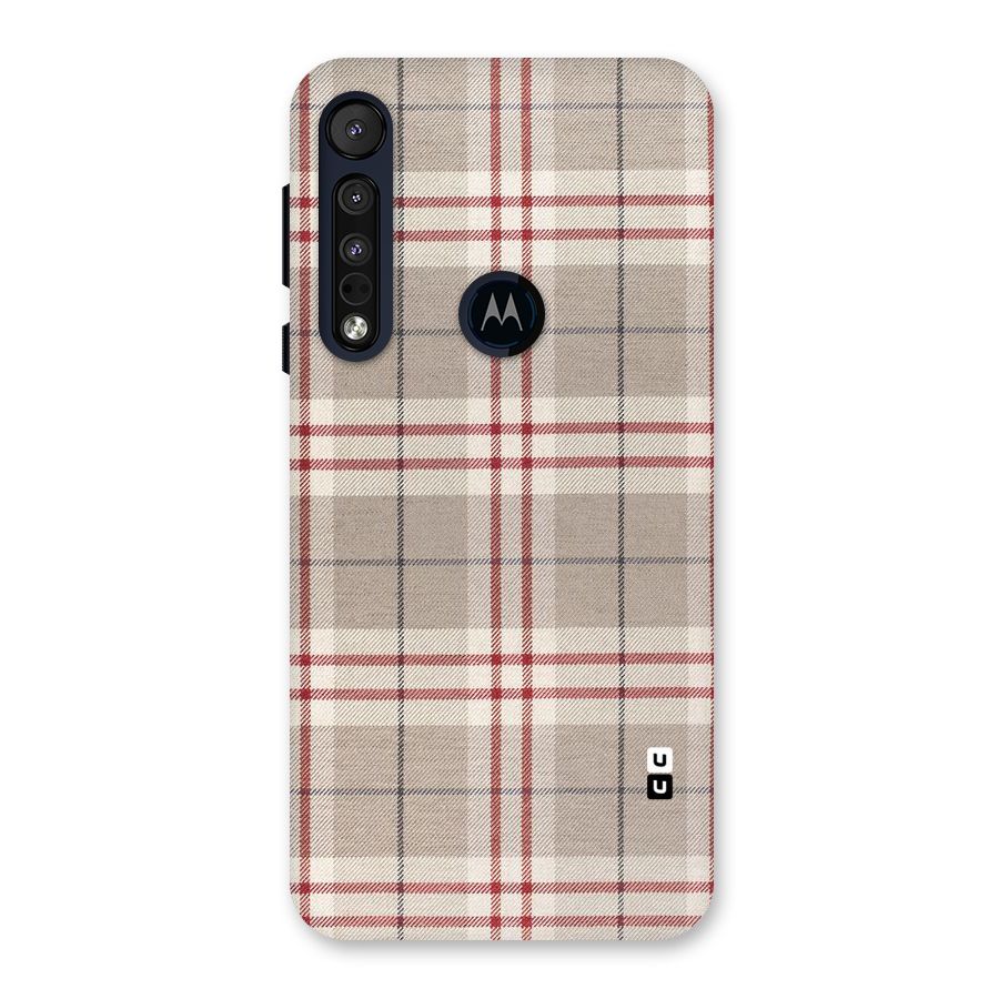 Beige Red Check Back Case for Motorola One Macro