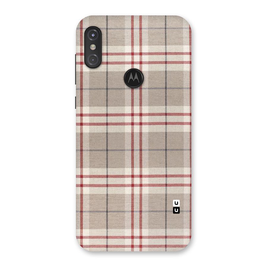 Beige Red Check Back Case for Motorola One Power