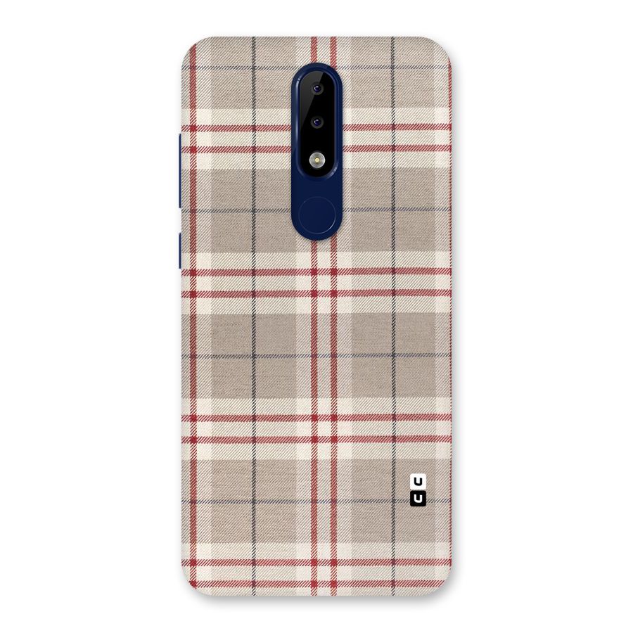 Beige Red Check Back Case for Nokia 5.1 Plus