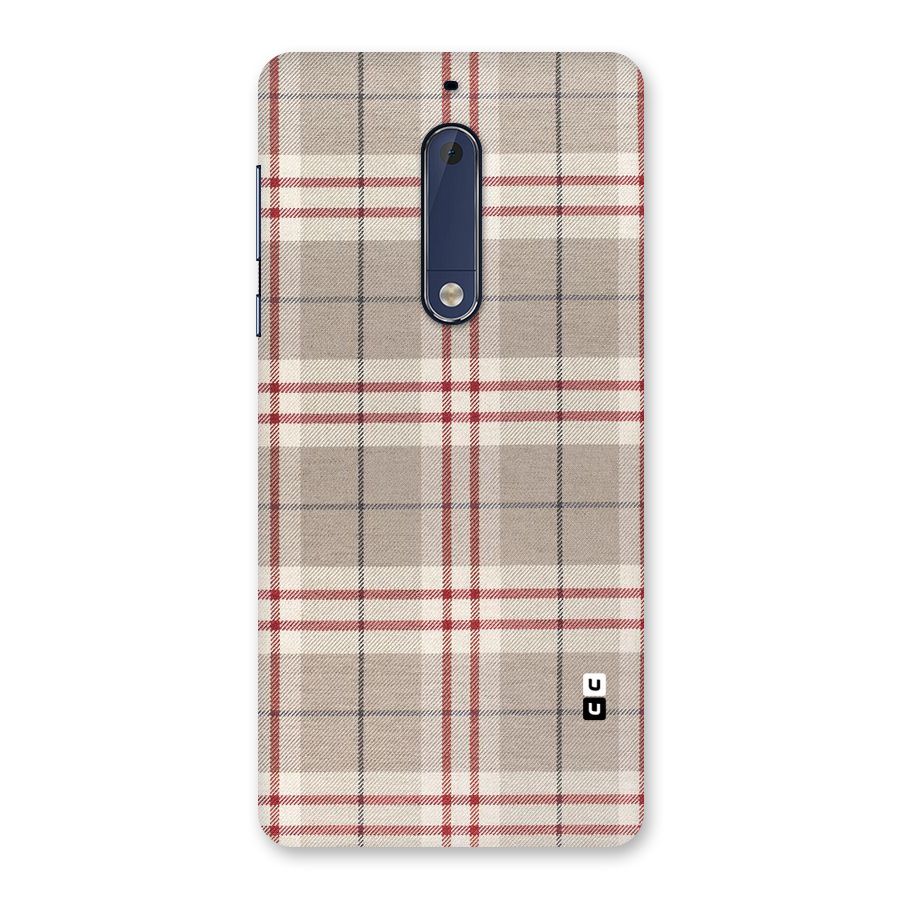 Beige Red Check Back Case for Nokia 5
