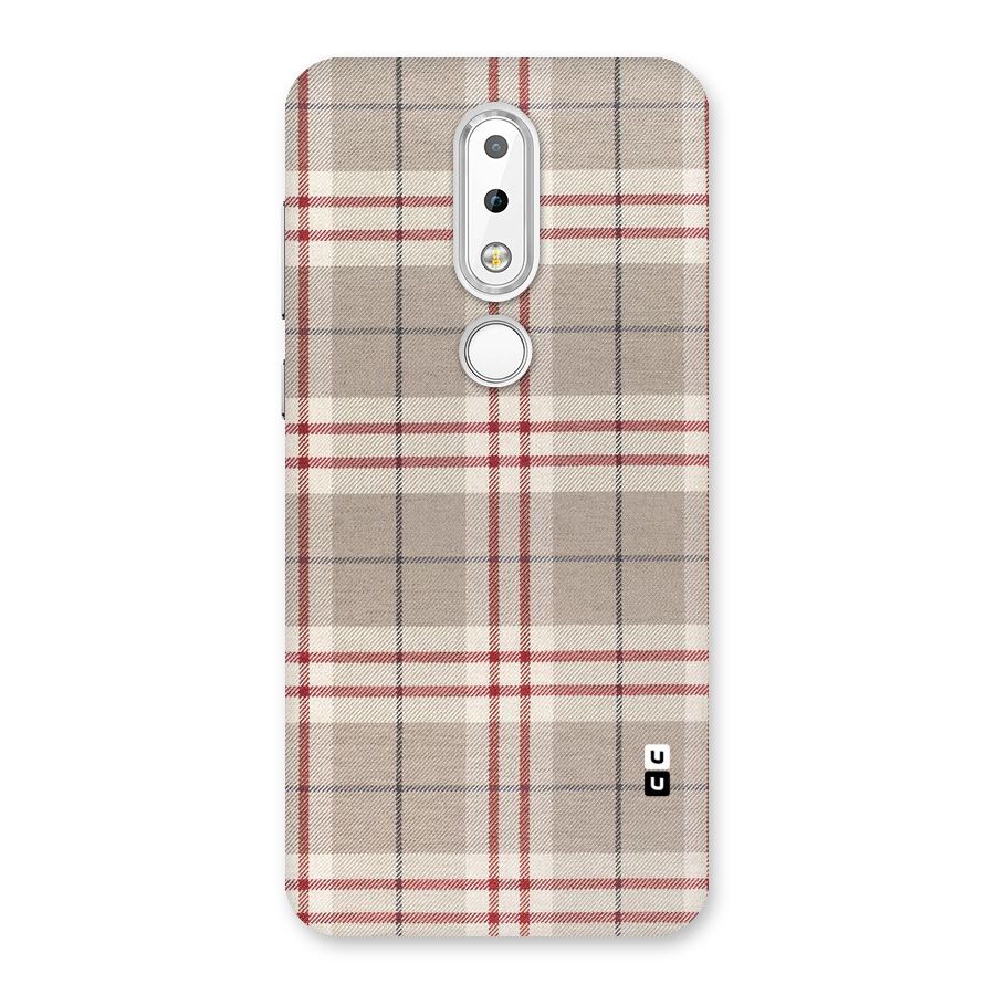 Beige Red Check Back Case for Nokia 6.1 Plus