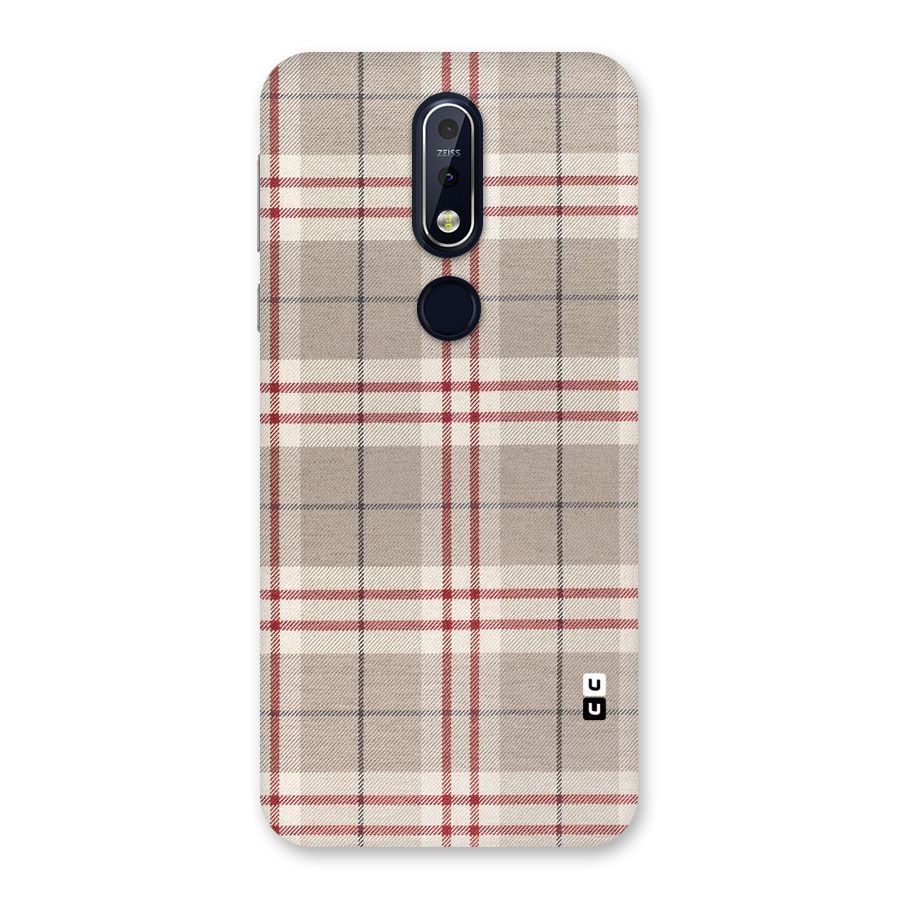 Beige Red Check Back Case for Nokia 7.1