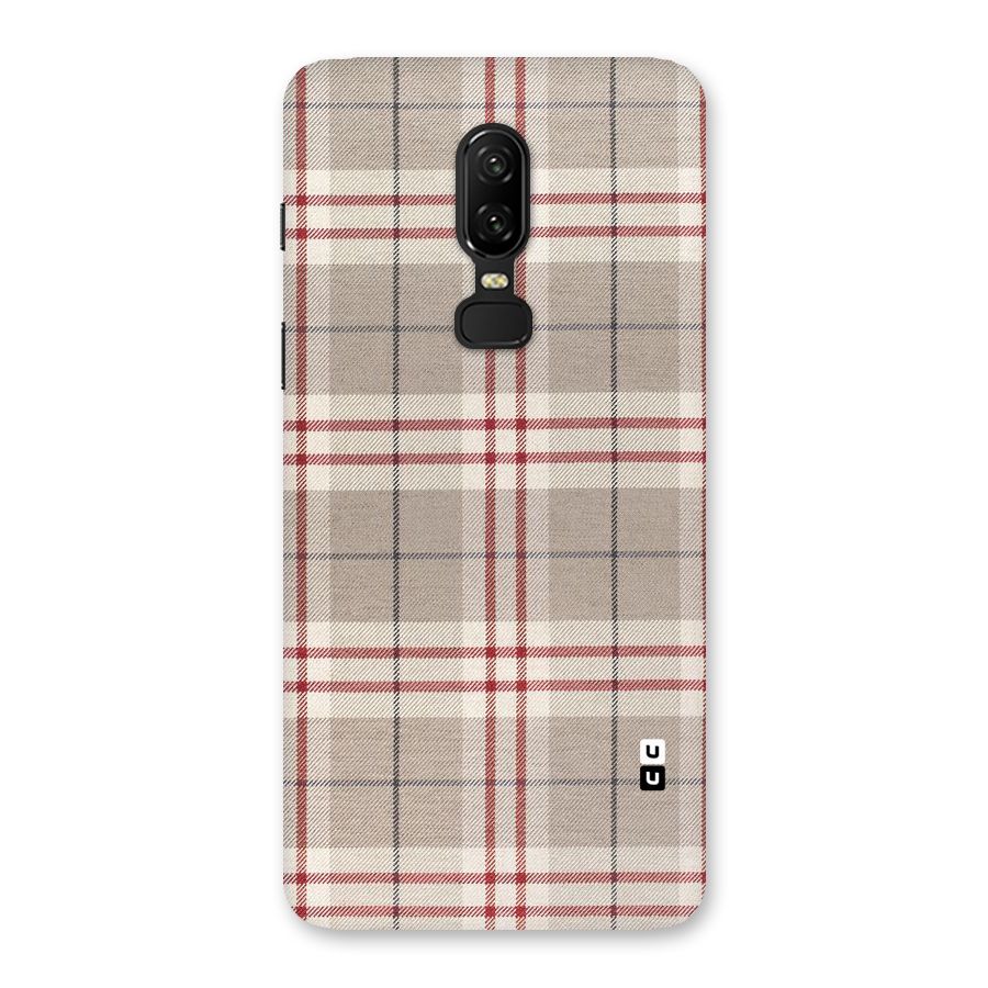 Beige Red Check Back Case for OnePlus 6