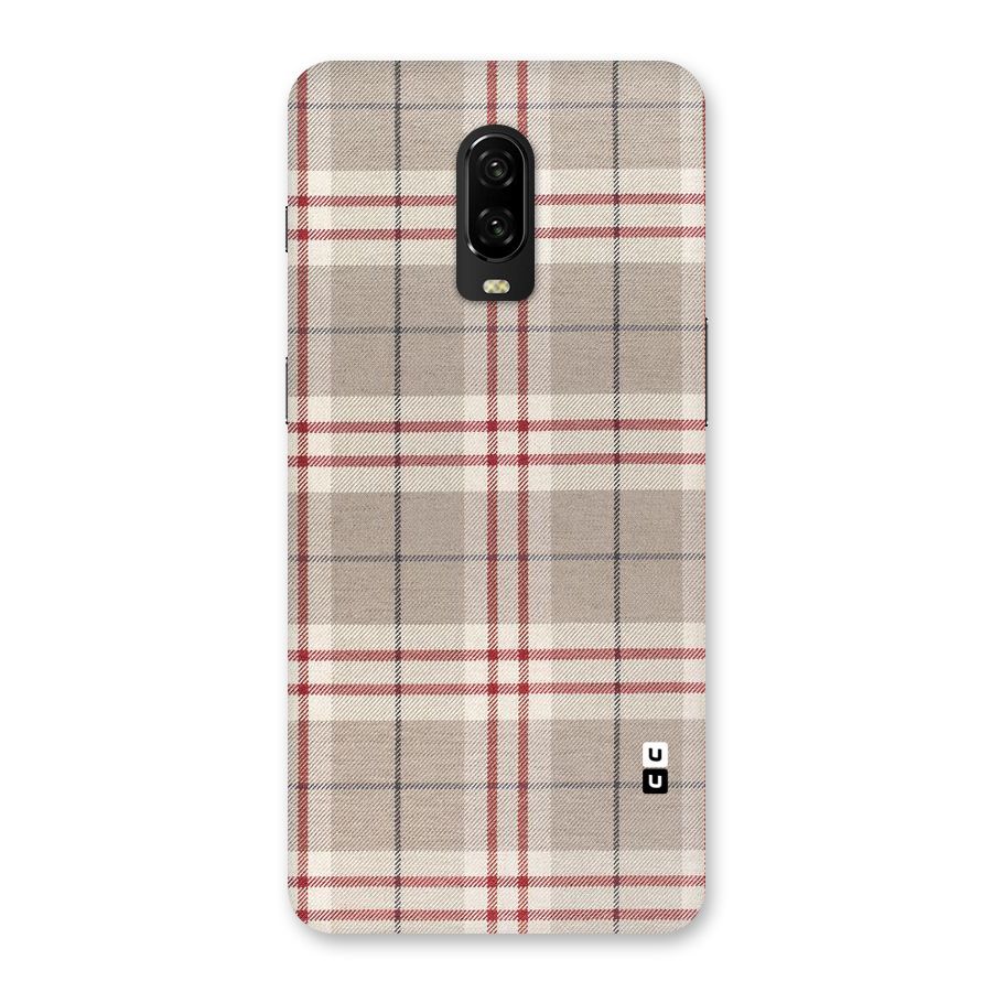 Beige Red Check Back Case for OnePlus 6T