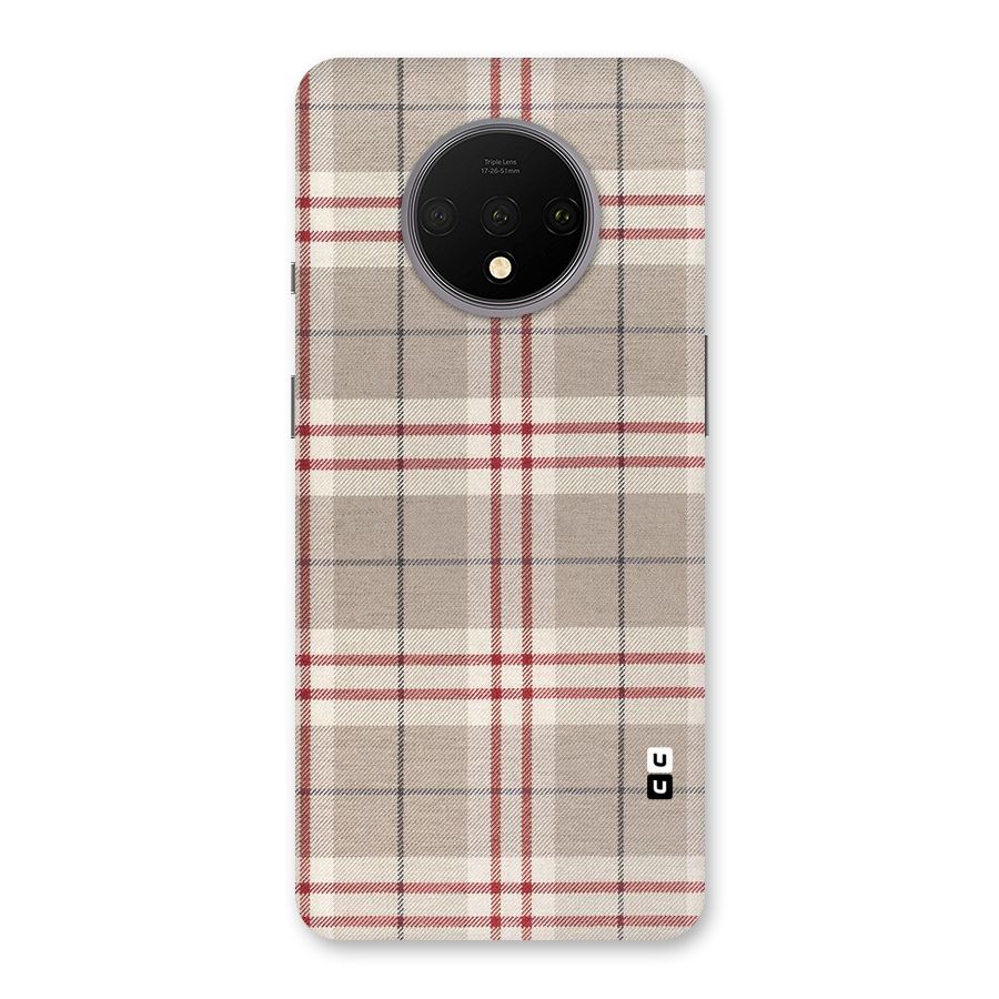 Beige Red Check Back Case for OnePlus 7T