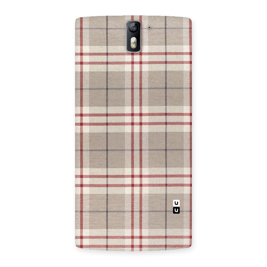 Beige Red Check Back Case for One Plus One