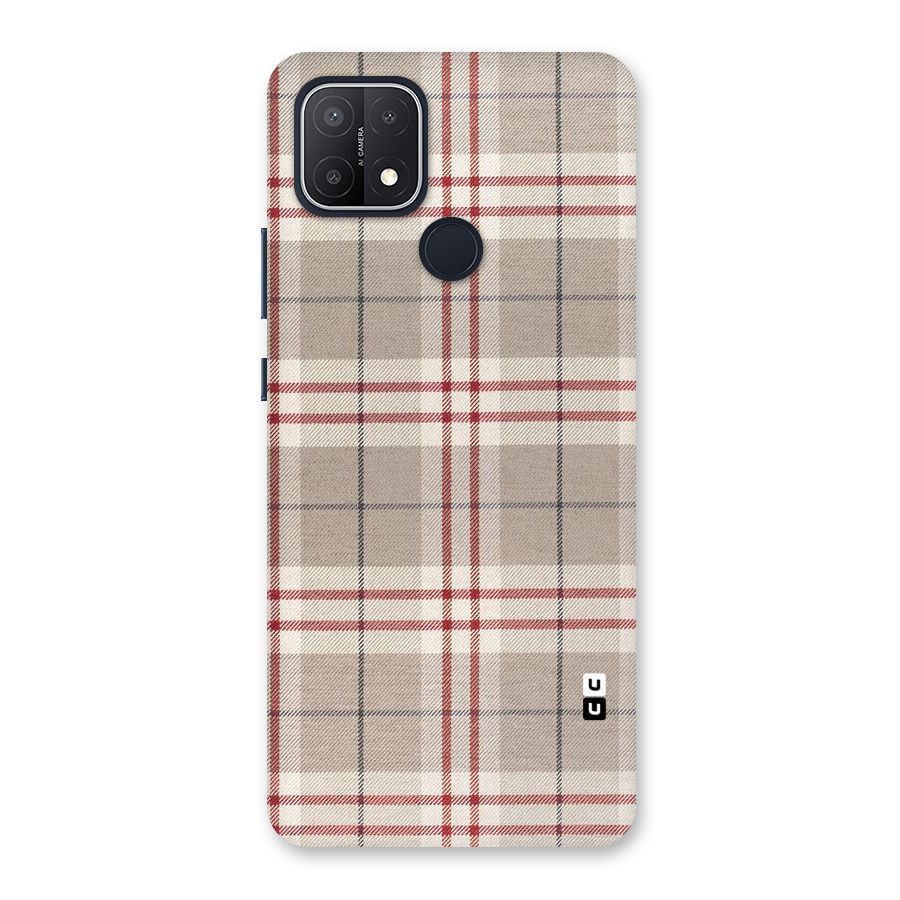 Beige Red Check Back Case for Oppo A15s