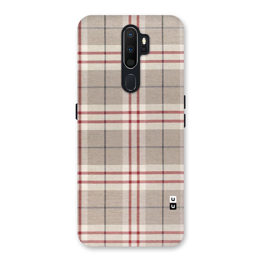 Beige Red Check Back Case for Oppo A5 (2020)