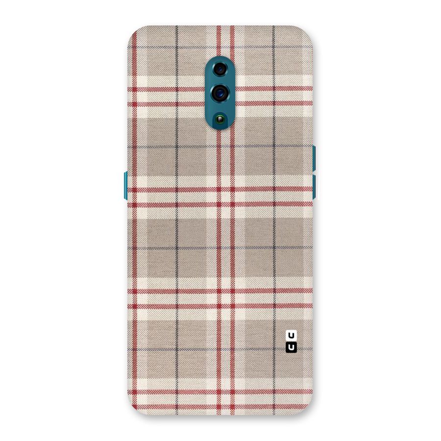 Beige Red Check Back Case for Oppo Reno