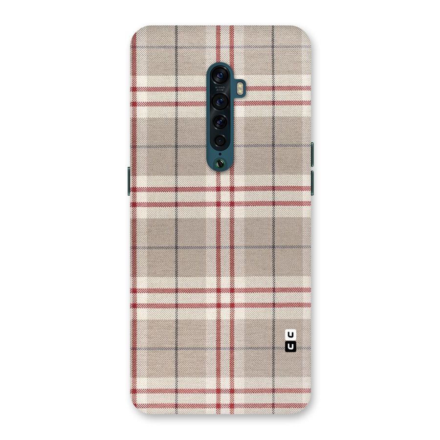 Beige Red Check Back Case for Oppo Reno2