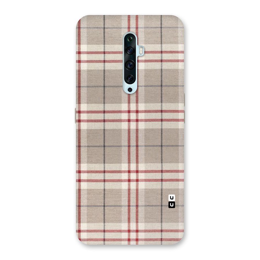 Beige Red Check Back Case for Oppo Reno2 F