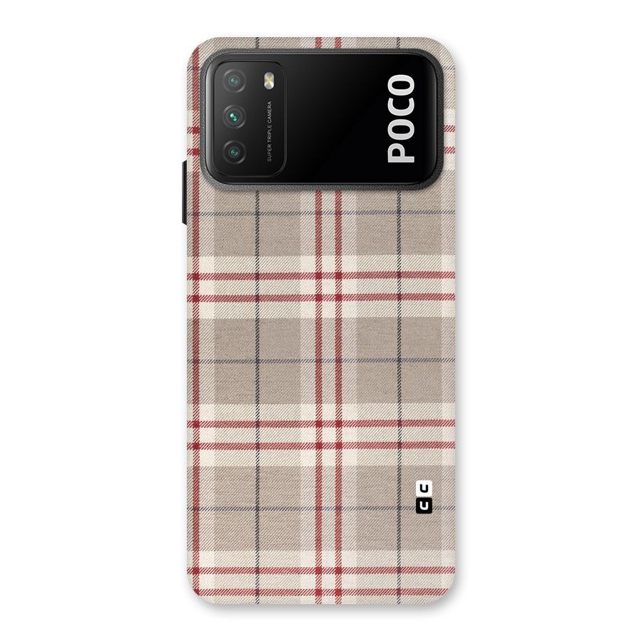 Beige Red Check Back Case for Poco M3