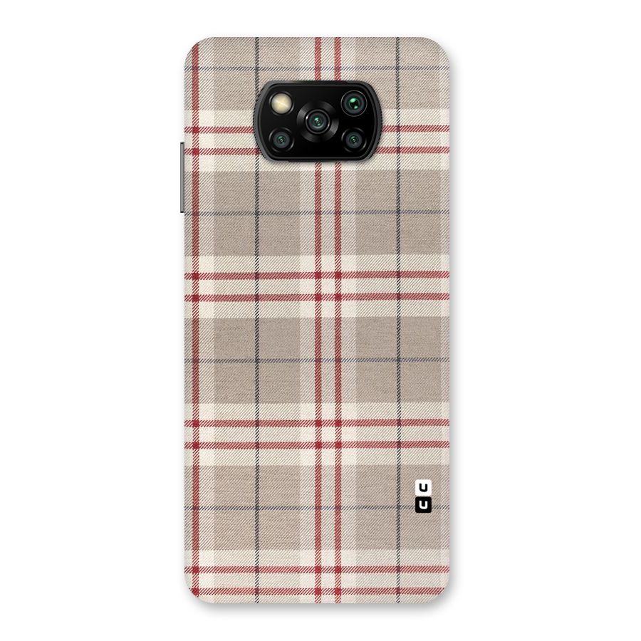 Beige Red Check Back Case for Poco X3