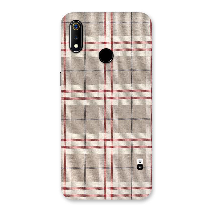 Beige Red Check Back Case for Realme 3