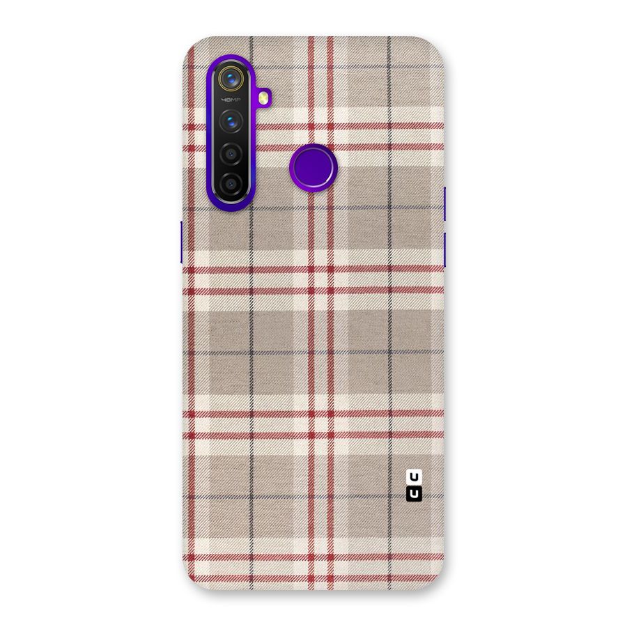 Beige Red Check Back Case for Realme 5 Pro
