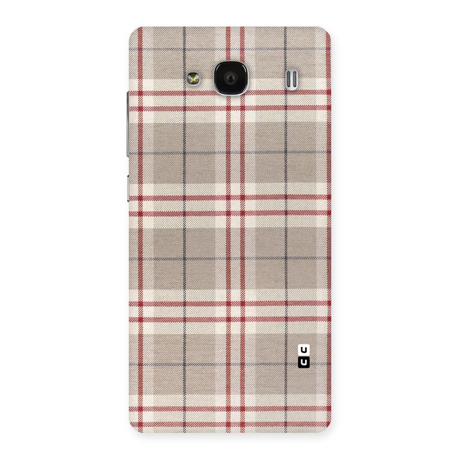 Beige Red Check Back Case for Redmi 2