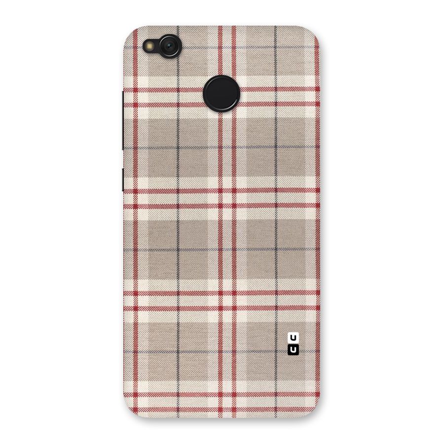 Beige Red Check Back Case for Redmi 4