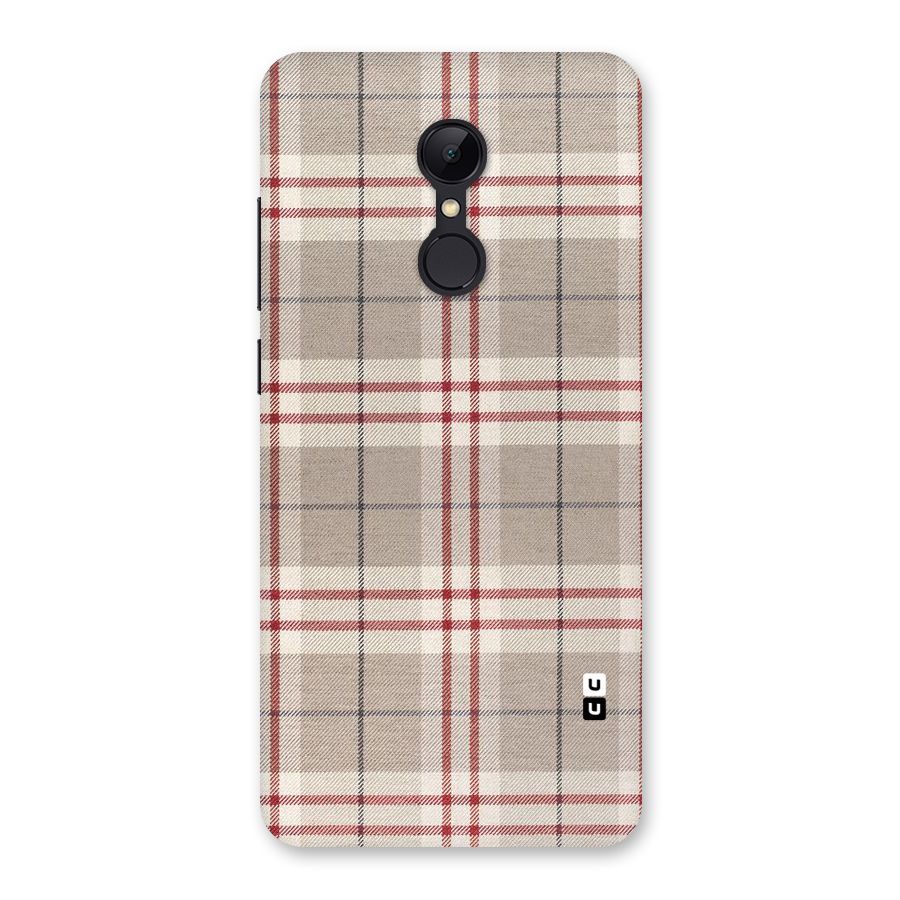 Beige Red Check Back Case for Redmi 5