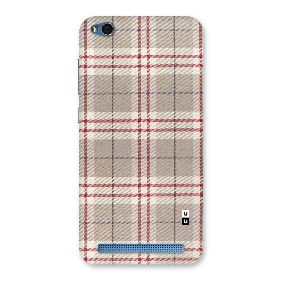 Beige Red Check Back Case for Redmi 5A