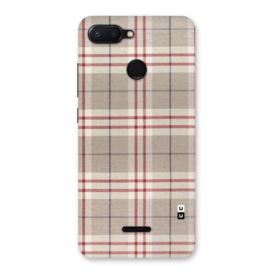 Beige Red Check Back Case for Redmi 6