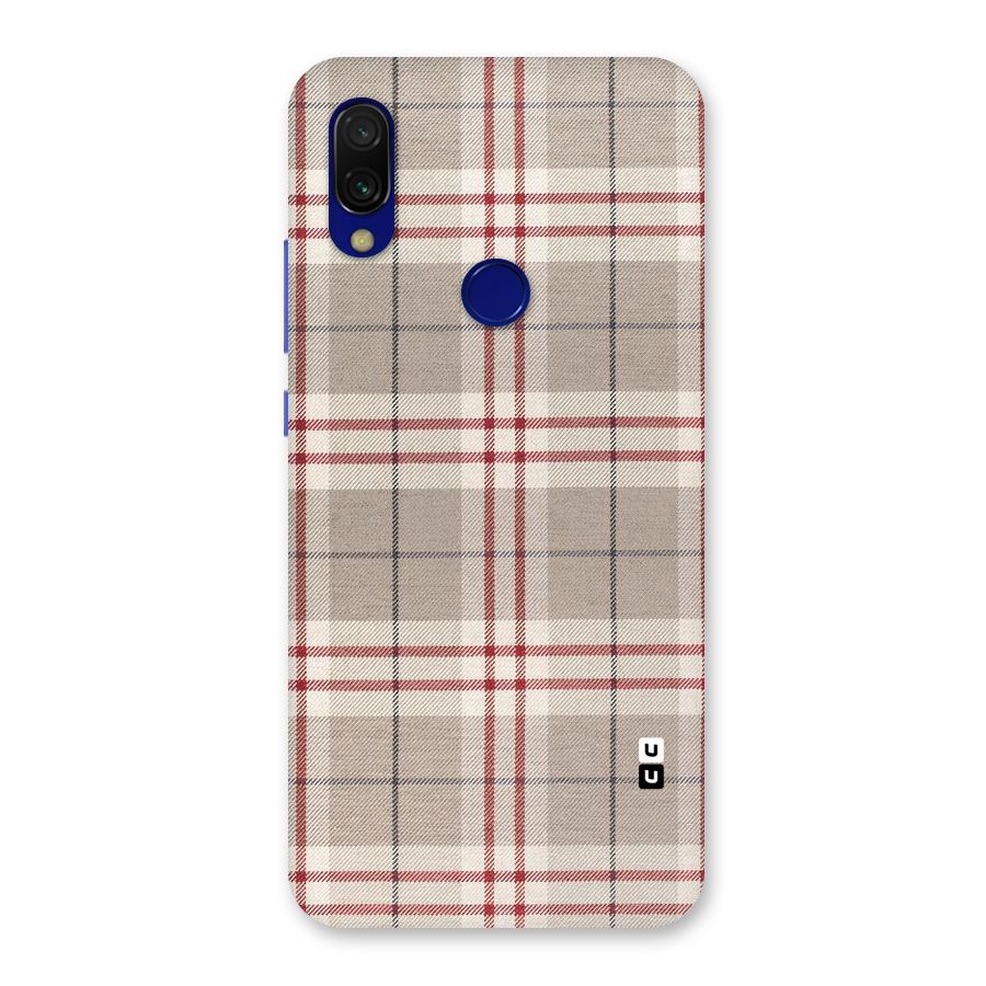 Beige Red Check Back Case for Redmi 7