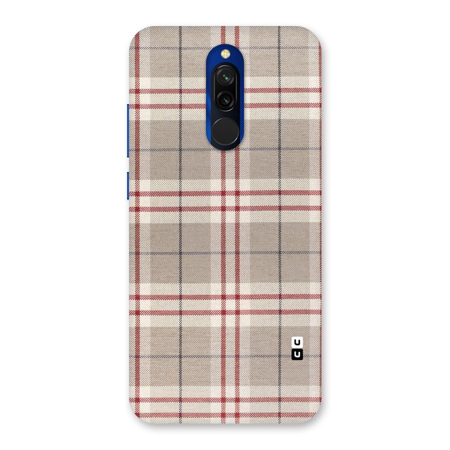 Beige Red Check Back Case for Redmi 8