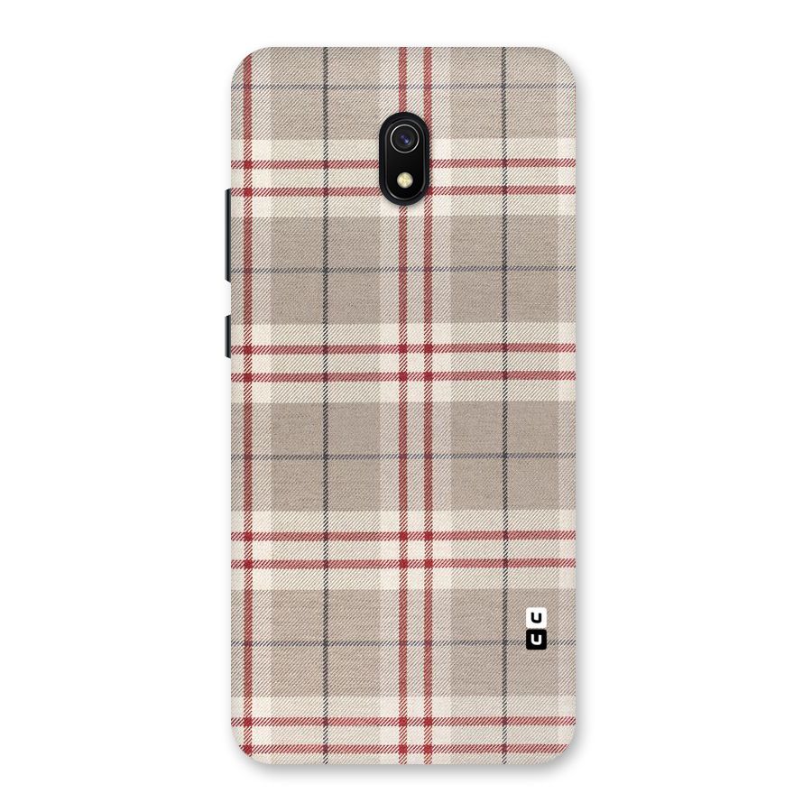 Beige Red Check Back Case for Redmi 8A