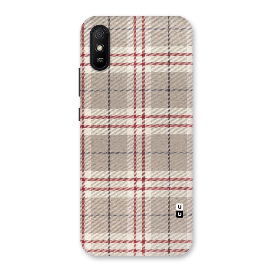 Beige Red Check Back Case for Redmi 9A