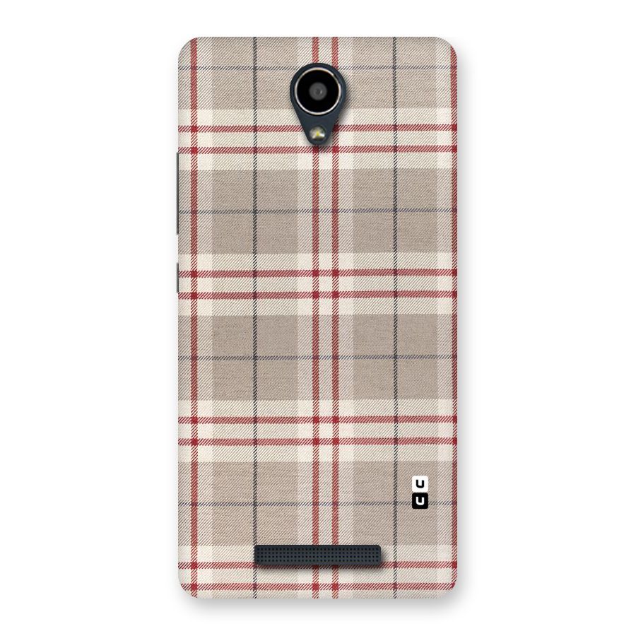 Beige Red Check Back Case for Redmi Note 2