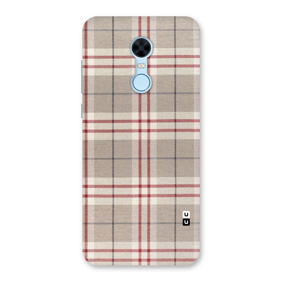 Beige Red Check Back Case for Redmi Note 5